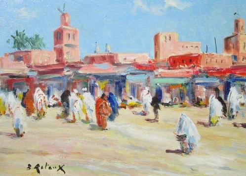 Retaux Bruno (1947) - Place à Marrakech, Maroc, Antiquités & Art, Art | Peinture | Classique