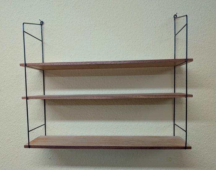 Vintage - Wandrek - Hout, Metaal - Stringregal - Mid Century, Antiek en Kunst, Kunst | Designobjecten