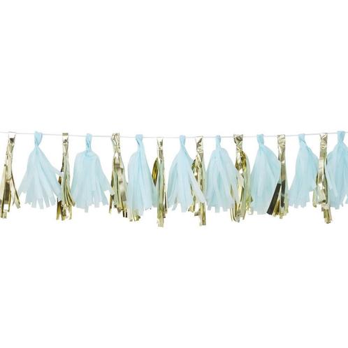 Tassel Slinger Blauw/Goud 2m, Hobby en Vrije tijd, Feestartikelen, Nieuw, Verzenden