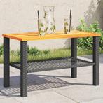 vidaXL Table de jardin noir 70x38x42 cm résine tressée, Verzenden