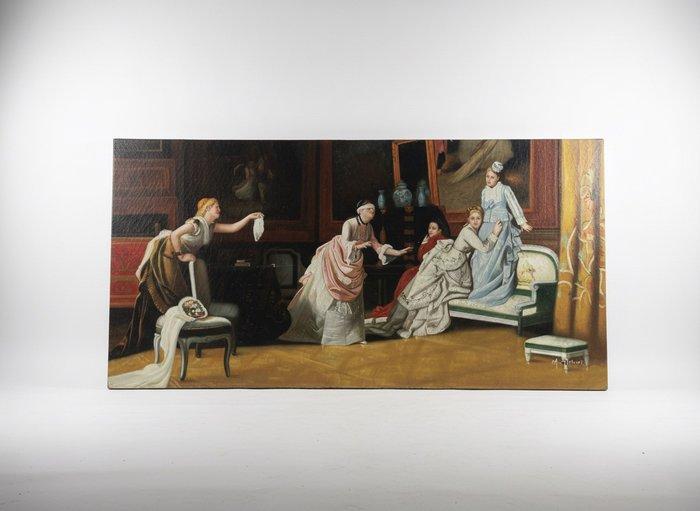 Europese school (XX) - La Mosca Cieca - XL format, Antiek en Kunst, Kunst | Schilderijen | Klassiek