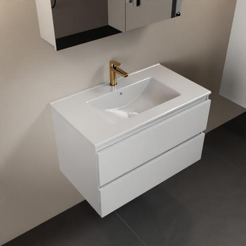 MONDIAZ AIVY 80cm badmeubel Talc, wastafel glanzend wit, Doe-het-zelf en Bouw, Sanitair, Overige typen, Nieuw, Ophalen of Verzenden