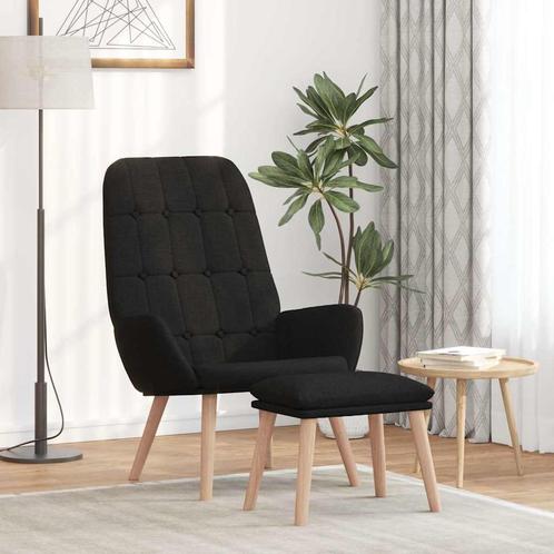 vidaXL Relaxstoel met voetenbank stof zwart, Huis en Inrichting, Fauteuils, Nieuw, Verzenden