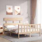 vidaXL Cadre de lit avec tête de lit double bois massif, Maison & Meubles, Neuf, Verzenden