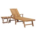 vidaXL Chaise longue avec table Bois de teck solide, Verzenden, Neuf