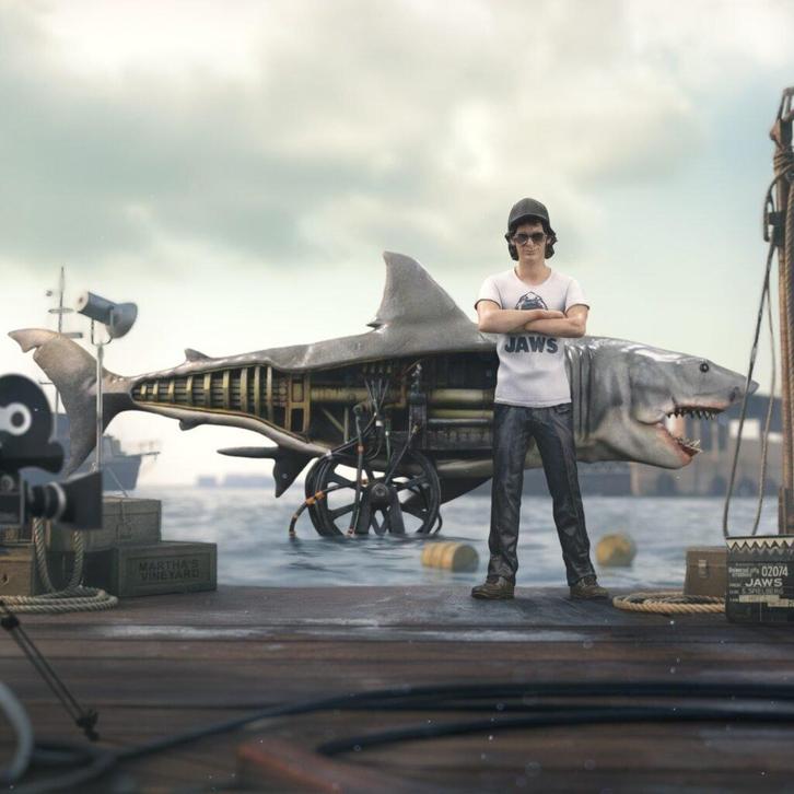 Jaws Deluxe Art Scale Statue 1/10 Steven Spielberg Jaws 50th, Verzamelen, Film en Tv, Nieuw, Ophalen of Verzenden