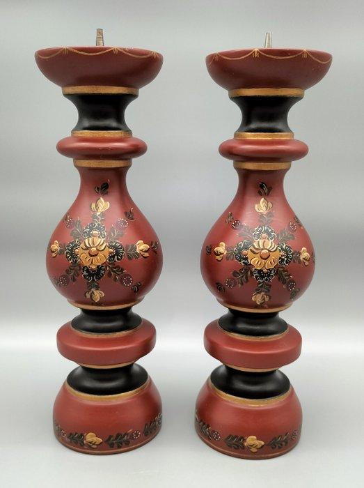 Kaarsenhouder (2) - Hout - Roosje Hindeloopen, Antiek en Kunst, Curiosa en Brocante