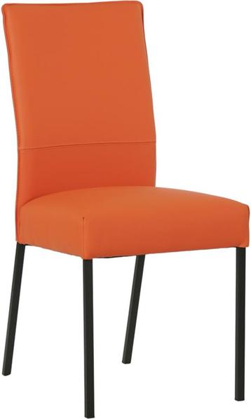 Oranje leren moderne eetkamerstoel - poot vierkant zwart - beschikbaar voor biedingen