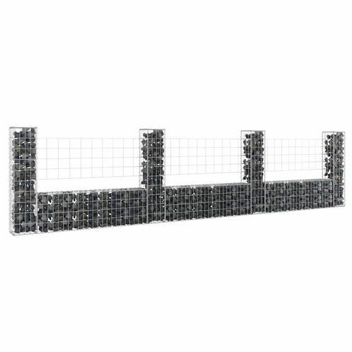 vidaXL Schanskorf U-vormig met 4 palen 380x20x100 cm ijzer, Tuin en Terras, Tuinhekken en Hekwerk, Nieuw, Verzenden