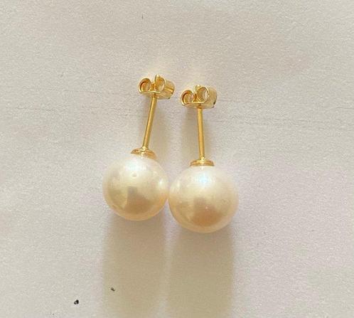 Zonder Minimumprijs - Oorstekers - 18 karaat Geel goud Parel, Handtassen en Accessoires, Antieke sieraden