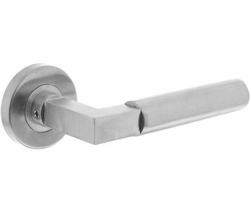 Intersteel deurkruk Bau-Stil op rond rozet RVS, Doe-het-zelf en Bouw, Hang- en Sluitwerk, Ophalen of Verzenden