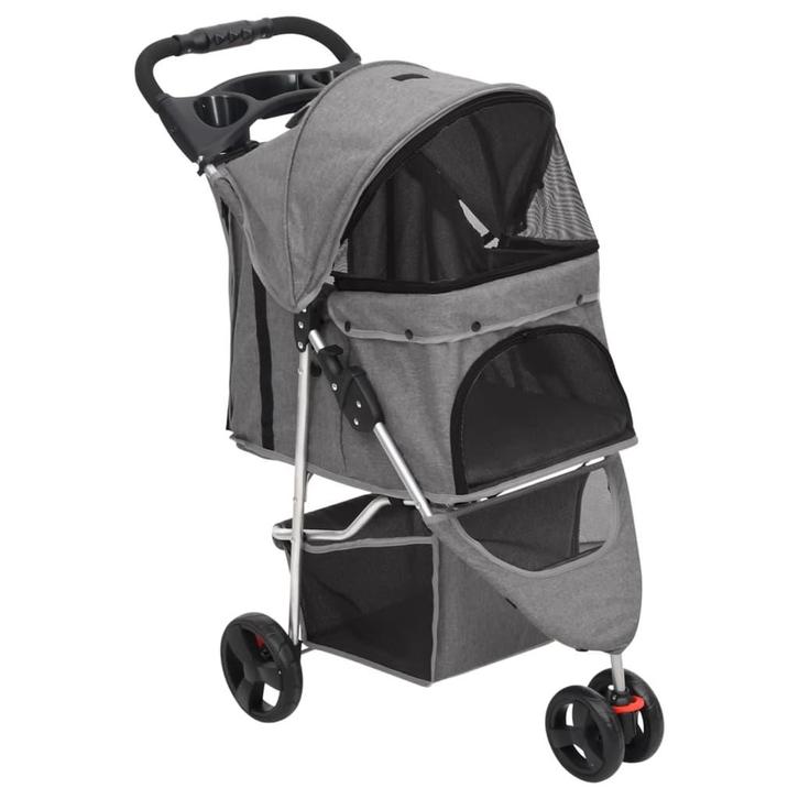 vidaXL Hondenwagen inklapbaar 80x46x98 cm oxford stof grijs, Dieren en Toebehoren, Overige Dieren-accessoires, Nieuw, Verzenden