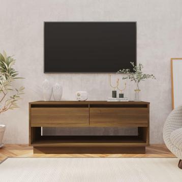 vidaXL Tv-meubel 102x41x44 cm bewerkt hout bruin eikenkleur, Huis en Inrichting, Kasten |Televisiemeubels, Verzenden, Nieuw