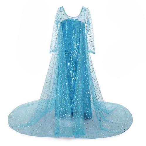 Prinsessenjurk - Blauwe Elsa jurk met sleep - Kleedje, Kinderen en Baby's, Carnavalskleding en Verkleedspullen, Verzenden