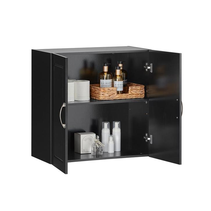 2dekans | SoBuy Wandkast met 2 Deuren - 60x30x60 cm - Zwart, Huis en Inrichting, Woonaccessoires | Spiegels, Ophalen of Verzenden