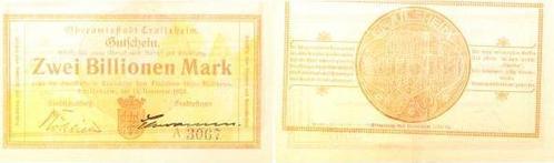 Mark Welt 2 Billionen Crailsheim 1923 Notgeld leicht gebr..., Postzegels en Munten, Munten | Europa | Niet-Euromunten, België