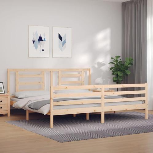vidaXL Bedframe met hoofdbord massief hout 200x200 cm, Huis en Inrichting, Slaapkamer | Bedden, Nieuw, Verzenden