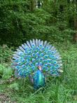 Large peacock, garden statue - metal / tin