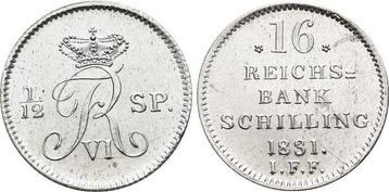 16 Reichsbankschilling 1831 Schleswig-holstein (koeniglic..., Verzenden, België