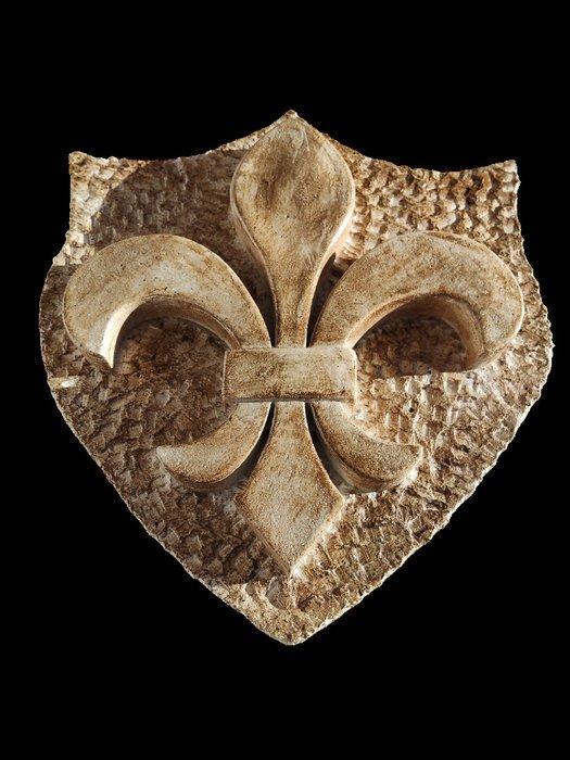 sculptuur, Stemma Araldico Giglio Fiorentino - 33 cm -, Antiek en Kunst, Curiosa en Brocante