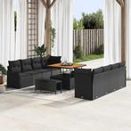 vidaXL 11-delige tuinsofa set met kussens in zwart kunstriet, Tuin en Terras, Verzenden, Nieuw