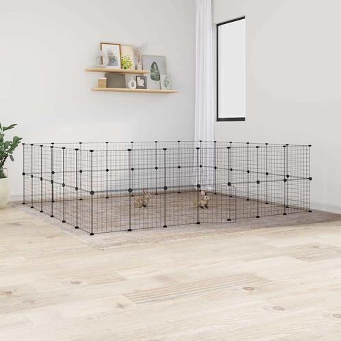 vidaXL Huisdierenkooi met deur 52 panelen 35x35 cm staal, Dieren en Toebehoren, Knaagdieren en Konijnen | Hokken en Kooien, Nieuw