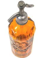 Fles - oud gegraveerde amber sifon