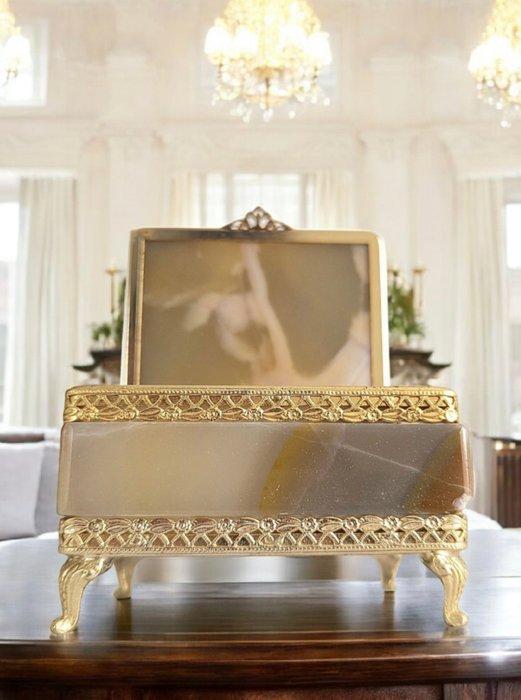 Doos - Messing, Onyx - 1950 - Italië, Antiek en Kunst, Curiosa en Brocante