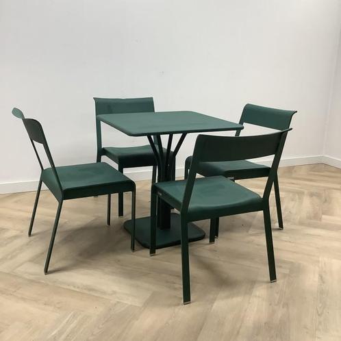 Tweedehands Fermob complete design tuinset, tafel met 4, Huis en Inrichting, Stoelen, Gebruikt, Eén