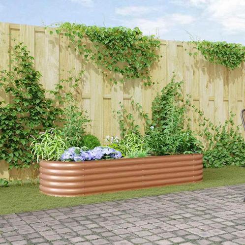 vidaXL Verhoogde plantenbak Bruin 240 x 80 x 44 cm Staal, Tuin en Terras, Bloempotten, Nieuw, Verzenden