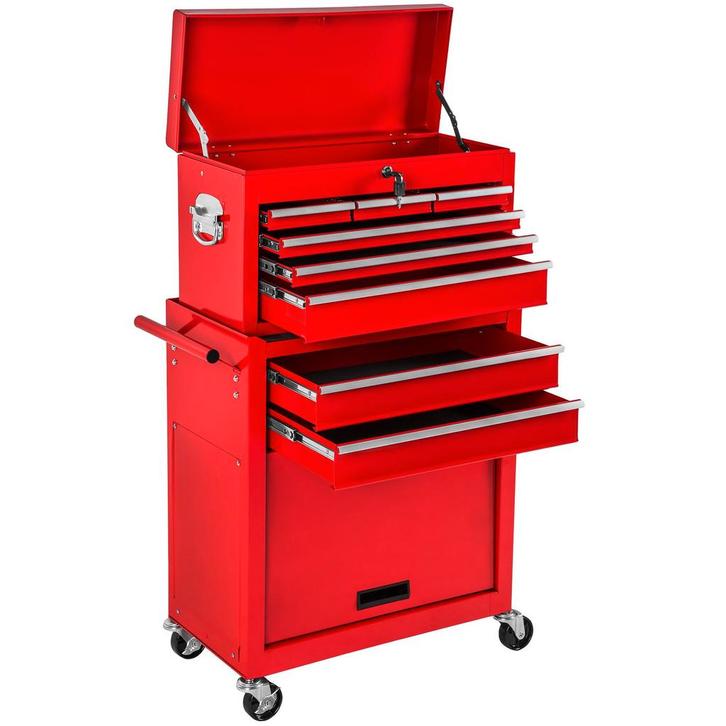 tectake Gereedschapswagen met 10 vakken - rood, Doe-het-zelf en Bouw, Gereedschap | Handgereedschap, Verzenden