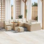 vidaXL 13-delige tuinset met kussens in beige, van poly riet, Verzenden, Nieuw