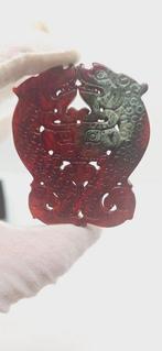 Dubbele Chinese draken amulet - trekt geld en geluk aan -, Antiek en Kunst
