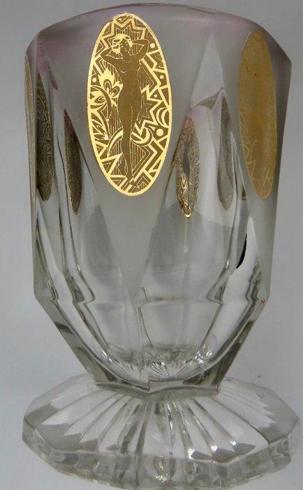 Zeskantige Art Deco vaas - Bohemen - Vaas - Persglas -, Antiek en Kunst, Antiek | Glaswerk en Kristal