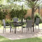 vidaXL Tuin Eettafel Set 5 pcs Grijs Gepoedercoat staal, Verzenden, Nieuw
