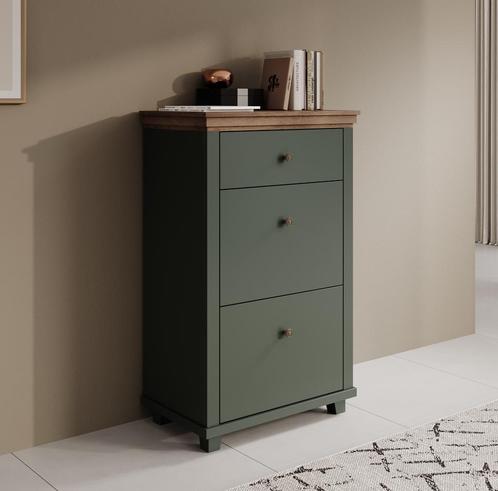 Meubella | Schoenenkast - Groen | 71cm | Met 2 kleppen, Huis en Inrichting, Kasten | Overige, Nieuw, Verzenden