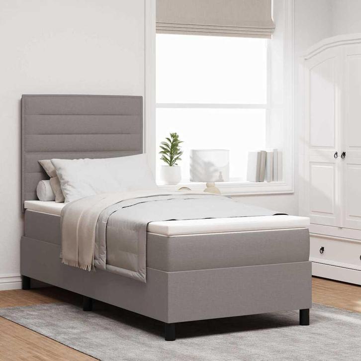 vidaXL Boxspring bed met matras met LED Taupe 90 x 200 cm, Huis en Inrichting, Slaapkamer | Bedden, Nieuw, Verzenden