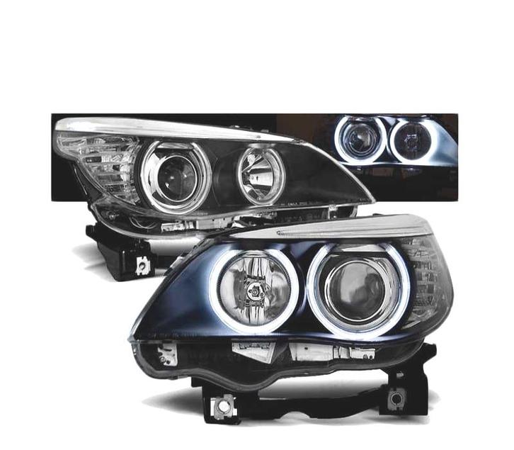PHARES POUR BMW E60 E61 03-07 ANGEL EYES CCFL NOIR, Auto-onderdelen, Verlichting, Verzenden