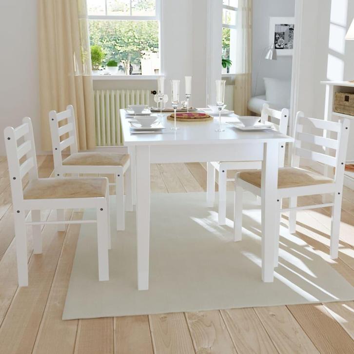 vidaXL Eetkamerstoelen 4 st massief rubberwood en fluweel, Huis en Inrichting, Stoelen, Nieuw, Verzenden