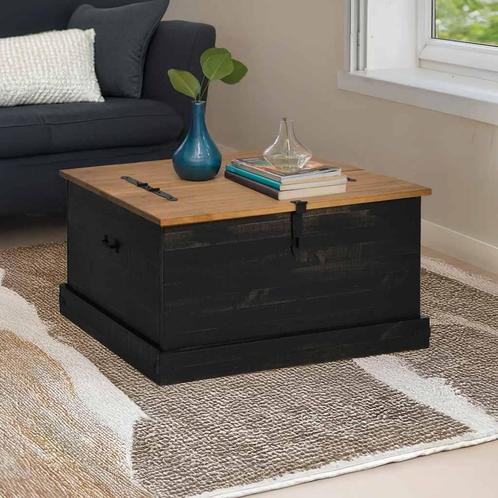 vidaXL Opbergkist HALDEN zwart 91x91x47 cm massief, Huis en Inrichting, Kasten | Overige, Nieuw, Verzenden