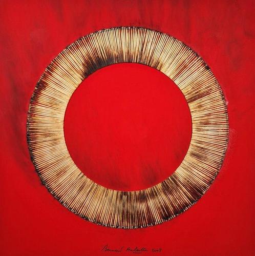 Bernard Aubertin (1934-2015) - Dessin de Feu sur Table Rouge, Antiquités & Art, Art | Peinture | Moderne