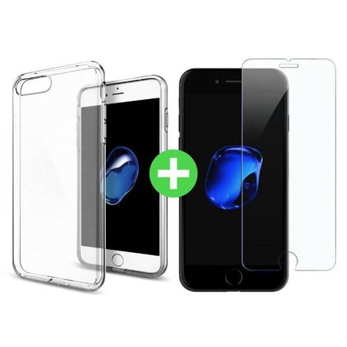 iPhone 7 Transparant TPU Hoesje + Screen Protector Tempered, Télécoms, Téléphonie mobile | Housses, Coques & Façades | Marques Autre