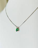Zonder Minimumprijs - Ketting met hanger Zilver Smaragd -, Handtassen en Accessoires, Antieke sieraden
