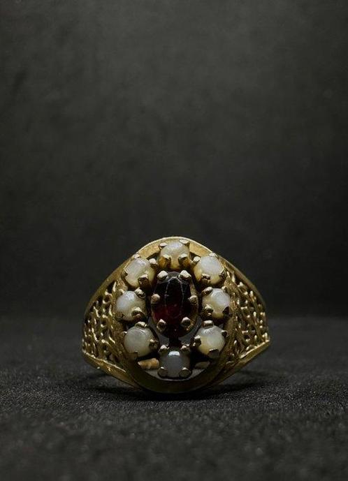 Sans Prix de Réserve - Bague - 18 carats Or jaune Grenat -, Handtassen en Accessoires, Ringen