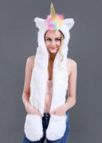 Hood Eenhoorn Wit met Regenboog Manen Unicorn Muts Wanten Oo, Vêtements | Femmes, Chapeaux & Casquettes, Ophalen of Verzenden