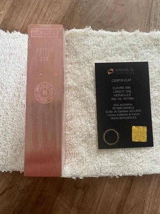 1 kilogram - Koper .999 - HERACLES - Verzegeld en met, Postzegels en Munten, Edelmetalen en Baren
