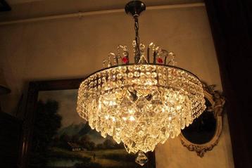 Lustre - Laiton nickelé - Luminaires en cristal antiques