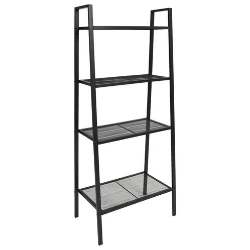 vidaXL Ladder boekenkast 4 schappen metaal zwart, Maison & Meubles, Armoires | Bibliothèques, Envoi