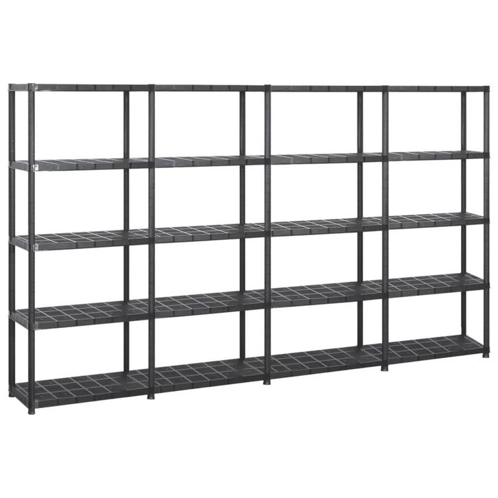 vidaXL Opbergrek 5-laags 284x38x170 cm kunststof zwart, Huis en Inrichting, Kasten | Stellingkasten, Nieuw, Verzenden