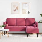 vidaXL 3-Zits Sofa met L-vormige Chaise in Wijnrood Velvet, Huis en Inrichting, Zetels | Zetels, Verzenden, Nieuw
